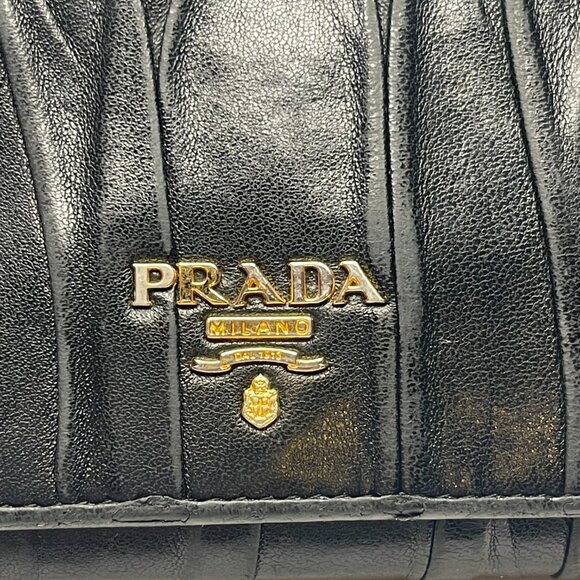 Prada Nappa Gaufre Leather Continental Wallet - Black - Preowned - Picture 12 of 14